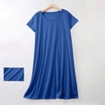 thumbnail image 2 of Yuyuzo Chemises de Nuit pour Femmes à Manches Courtes, Robes de Détente et de Sommeil, Amples, Basiques, Unies, Col Ras du Cou, T-Shirts Confortables, Nuisette, 2 of 6