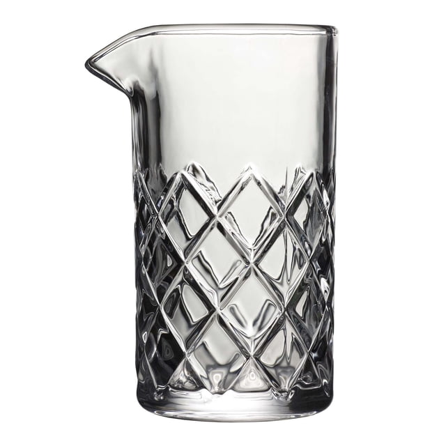 Manhatten Pichet de Mélange Mixology 600 ml Verre de Mélange en Cristal Transparent Sans Plomb avec Motif Diamant Taille Biseautée, Grand Ouverture et Bec pour un Versement Fluide, Convient aux Passoires standard, Idéal pour Préparer des cocktails et des mocktails à la Maison Ou au bar.