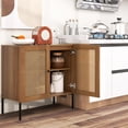 thumbnail image 2 of Giantex Buffet Bahut, Armoire de Rangement de Cuisine avec Portes Décorées en Rotin, Table Console (Chêne, 1), 2 of 8