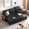 thumbnail image 1 of YODOLLA Canapé-Lit, Sofa-Lit 3 en 1 avec Fauteuil de Rangement, Canapé en L, Sectionnel avec Lit Escamotable Style Mi-Siècle Moderne pour Salon en Liquidation, Canapé-Lit Confortable Noir, 1 of 8
