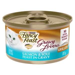 Fancy Feast Gravy Lovers Saumon & Sole Feast dans la saveur de saumon de mer Gravy, aliments pour chats mouillés 85g