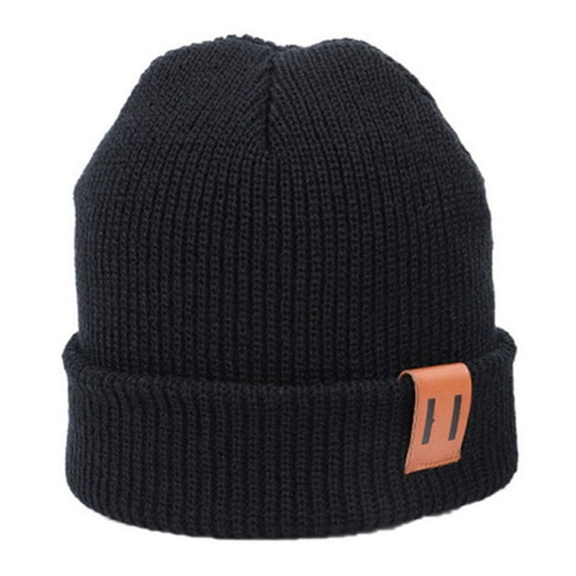 Winter Hat Children Adult Cap Thick Knitted Elastic Windproof Cozy Cold Resistant Solid Color Regular Fit Outdoor Beanie