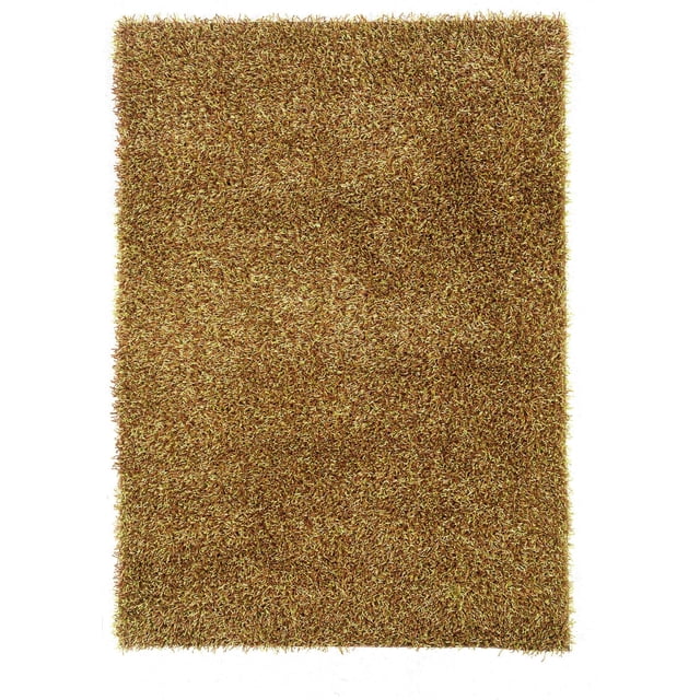 Tapis à poils longs Confetti vert herbe & marron de 5 pi. x 7 pi.