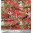 thumbnail image 1 of Soimoi Poly Georgette Fabric Leaves & Lemur Animal Fabric Prints by Yard 42 Inch Wide, 1 of 3