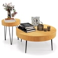 thumbnail image 1 of Costway Ensemble de 2 Tables Basses Rondes Style Ferme Table d'Appoint Fini Naturel pour Salon, 1 of 10