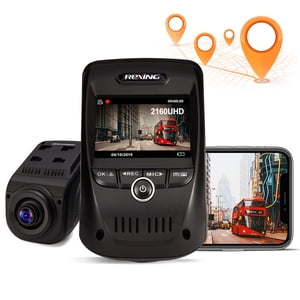 REXING V1 MAX 4K Cam Solo Dash 3840X2160@30fps UHD WiFi GPS Caméra de voiture avec vision nocturne, supercondensateur,170° Large Angle, Mobile App, Enregistrement de boucle, G-Sensor, Moniteur de stationnement, Support jusqu'à 256GB