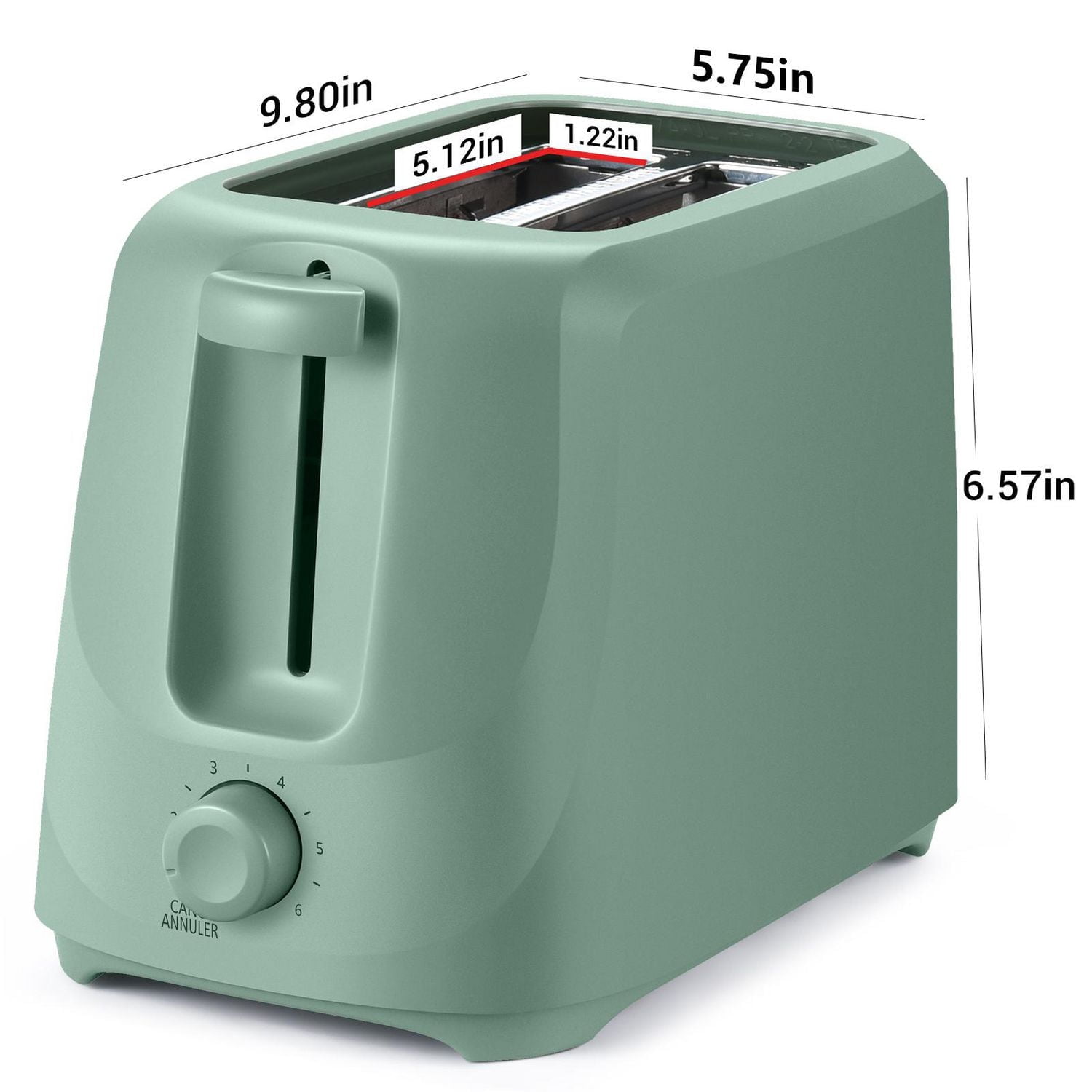 Mainstays 2-Slice Toaster with 6 Shade Settings and Removable Crumb Tray
