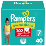 Pampers Couches - Swaddlers 360° - Taille 7, jusqu'à 100% Comfy Sec Fit étanche, EZ Tabs off conçus pour les changements faciles, tirer sur la couche