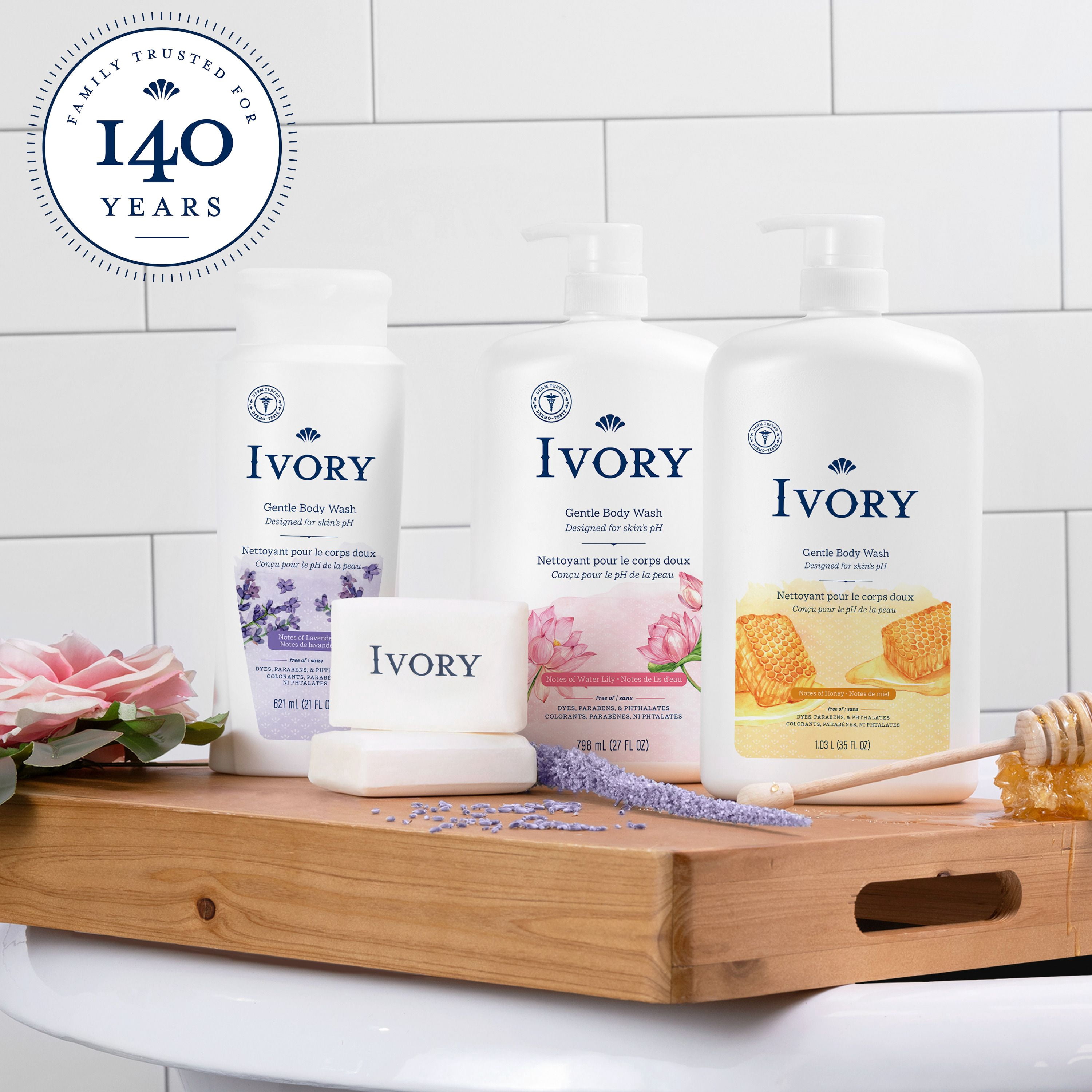 Ivory Nettoyant pour le Corps Doux & Délicat, Parfum Lait & Miel