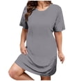 thumbnail image 2 of UPPADA Robe T-Shirt d'Été Décontractée pour Femme Grande Taille Sans Manches Évasée avec Poches Col Ras du Cou Plissée Robe Débardeur Coupe Ample Boho Plage Robes d'Été Gris,TTTTG, 2 of 5