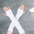 thumbnail image 2 of Breathable Fingerless Gloves Unisex Fingerless Gloves with Thumbhole Design Ripped Holes Decor Perfect for Adult Cosplay Punk, 2 of 5