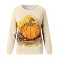 thumbnail image 4 of Pull pour Femmes Imprimé Col Rond Sweat-Shirt Ajusté Pull Mode Manches Longues Chemises d'Entraînement Blouse Ample, 4 of 4