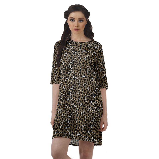 Moomaya Robes Courtes d'Été pour Femmes Imprimées Coupe Droite en Georgette Mousse Robe Évasée