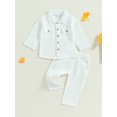 thumbnail image 2 of SUNSIOM 2Pcs Baby Boy Fall Outfits Long Sleeve Button Down Lapel Shirt + Pants Set Toddler Clothes, 2 of 9