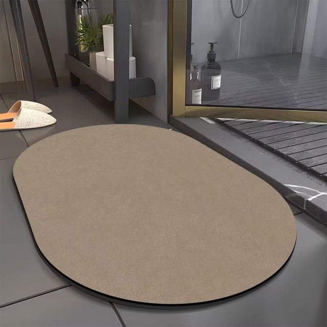 Feltree Premium Diatomite Bath Mat for Bathroom, Non-Slip Absorbent Floor Mat, Fast Drying, Oval Shape, 16x24 Inches