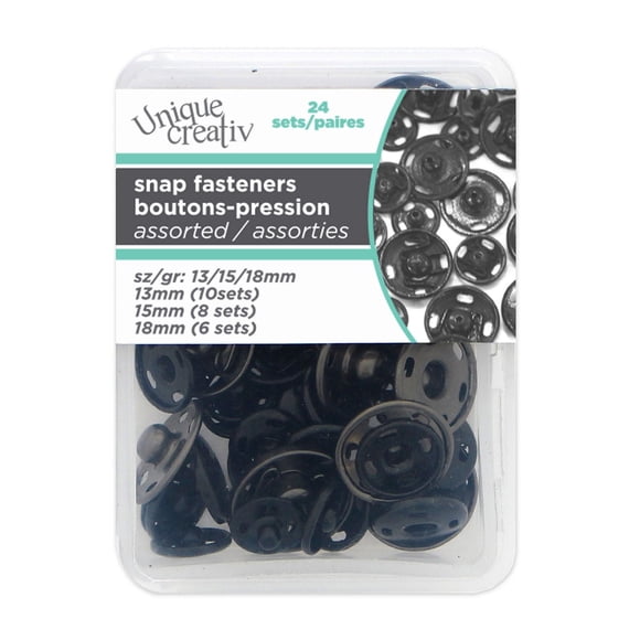 UNIQUE CREATIV noir Plastic Snap Fasteners, On Snap, 18 mm (0.71 in)