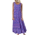thumbnail image 2 of Robe pour Femmes Femme Grande Taille Décontractée Imprimée à Col Rond à Manches Courtes Ample Longueur Genou Robe Robes pour Femmes Été Décontractée en Liquidation, 2 of 6