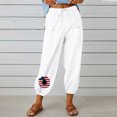thumbnail image 2 of VEKDONE Pantalon Long en Lin pour Femmes Blanc G, 2 of 6