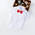 thumbnail image 2 of MeetoTime Baby Short Sleeve Blouse Solid Color Gentleman's School Uniform Button-down Shirt for Boys Baby Clothes 2-14Years, 2 of 5