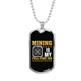 thumbnail image 1 of Mining is My Fulltime Job Crypto Necklace Stainless Steel or 18k Gold Dog Tag 24" Chain, 1 of 1
