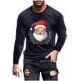 thumbnail image 3 of UVEASISHA Liquidation à 90 pour Cent T-Shirts de Noël pour Hommes à Manches Longues Col Rond T-Shirts Grande Taille Imprimé Père Noël T-Shirts Graphiques Amusants pour Hommes Cadeaux de Noël Mode T-Shirt Hipster Hauts Bleu Marine P, 3 of 6