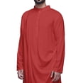 thumbnail image 4 of Atasi Long Kurta For Men Mandarin Collar Solid Cowl Drape Clothing, 4 of 7