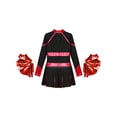 thumbnail image 4 of Hansber Déguisement d'Halloween pour Filles Enfants, Costume de Pom-Pom Girl pour Fête, Uniforme de Cheerleading à Manches Longues, Robe de Danse avec Pompon, Noir&Rouge 14, 4 of 6