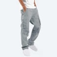 thumbnail image 1 of LSLJS Men Solid Casual Multiple Pockets Outdoor Straight Type Fitness Pants Cargo Pants Trousers, 1 of 9