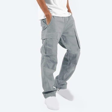 Aqestyerly Men's Straight Fit Cargo Pants Outdoor Trousers Multiple Pockets Casual Fitness Wear HWRETIE