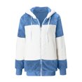 thumbnail image 5 of EGNMCR Womens Winter Fuzzy Fleece Jacket Hooded Drawstring Color Block Patchwork Cardigan Zipper Pullover Coats Outerwear with Pockets, 5 of 5