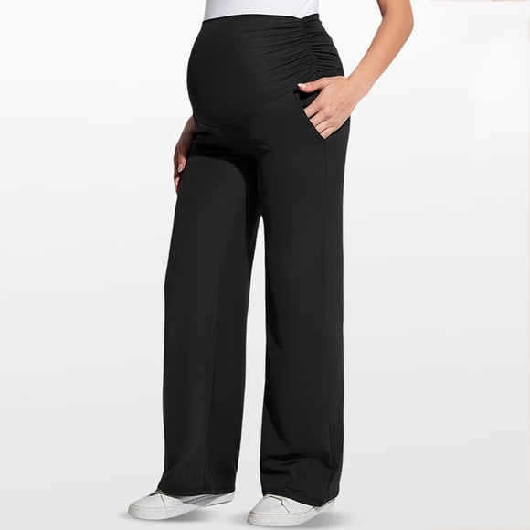 Meichang Maternity Pants Work Over The Belly with Pockets Womens Plus Size Pregnancy Dress Pants Office CloThes Trousers
