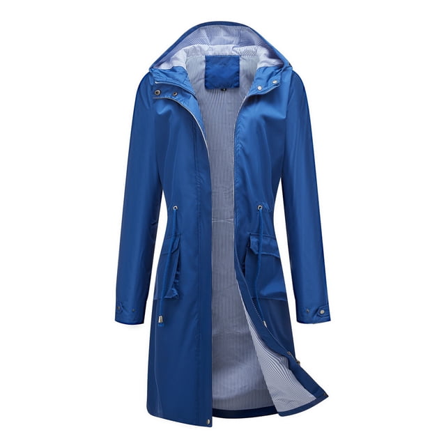 Pisexur Shacket Jacket Women Solid Rain Jacket Outdoor Jacket Waterproof Hooded Raincoat Windproof Pocketed Shirts Fall Jacket Shackets