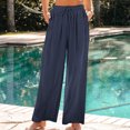 thumbnail image 2 of FNFYFH Clearance Breathable Ladies Linen Pants Solid Color Summer Long, 2 of 9
