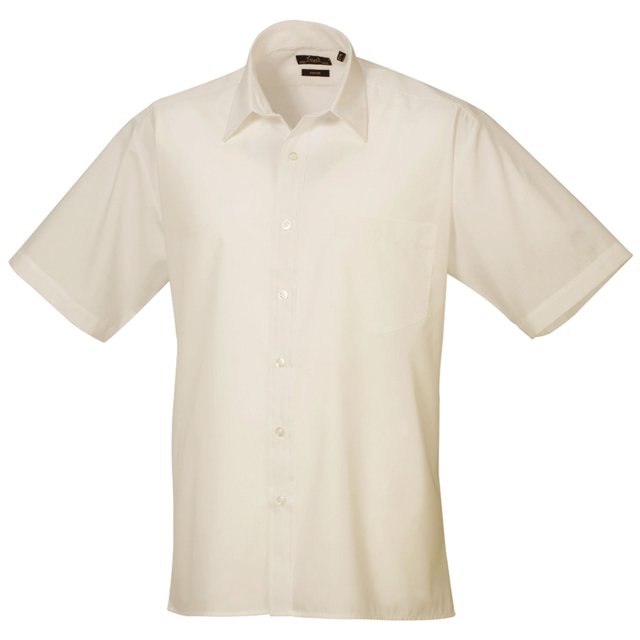 Premier Chemise de Travail Formelle en Popeline Unie à Manches Courtes pour Hommes