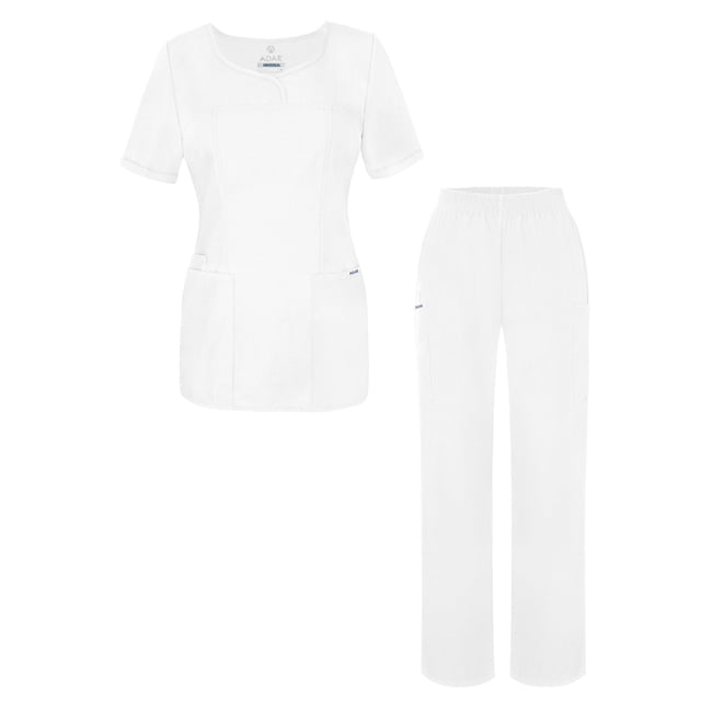 Adar Universal Women's Scrub Set - V-neck Scrub Top and Elastic Pull-On Scrub Pants