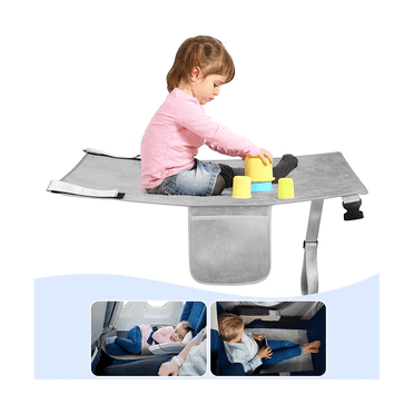 Toddler Airplane Travel Bed, Airplane Footrest Cushion Extender for Kids, Kids Airplane Travel Essentials, Grey