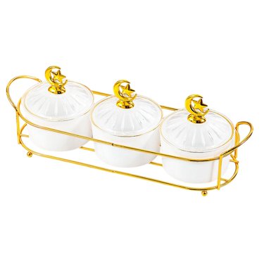 veasfak Assiette de Fruits Secs Plat de Collation Plateau de Service Divisé pour Maison Fête Cuisine Blanc