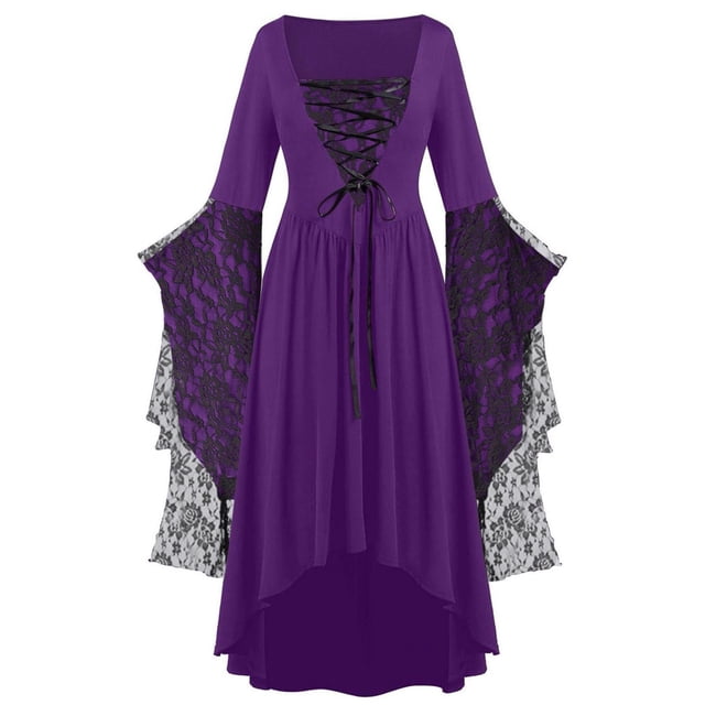 2025 Vêtements Gothiques pour Femmes Vêtements Grande Taille Dentelle Squelette Punk Grande Taille Vêtements Robe Femme Grande Taille Rétro Médiévale Robe pour Femmes Robe