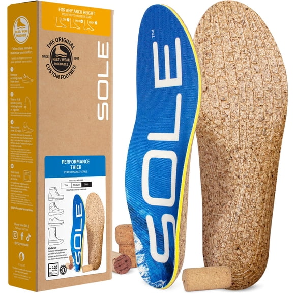 SOLE Performance Thick Plantar Fasciitis Insoles, Men & Women - Arch Support Inserts for Foot Health and Heel Pain Relief, Orthotic Shoe Inserts Men & Women