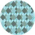 thumbnail image 1 of Ahgly Company Tapis de Zone Rond Transitionnel Bleu Tron pour Intérieur Lavable à la Machine, 8 Pieds Rond, 1 of 7