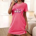 thumbnail image 2 of Pyjama pour Femmes Chemises de Nuit pour Femmes, Douce Confortable Légère Manches Courtes Robe de Nuit Confortable Dames Robe de Nuit Imprimée Cœur Robes pour Femmes Tenue de Nuit Robe S, 2 of 3