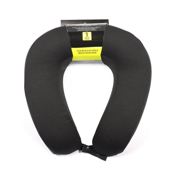 Auto Drive Memory Foam Travel Neck Pillow, Black, Snap Closure