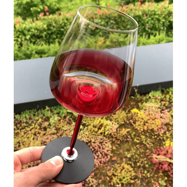 Dvkptbk Verres à Vin Rouge Rotatifs Tasse à Vin Rouge Tasse en Alliage d'Aluminium Tasse en Verre Gravité Heureuse Tasse Haute Rotative Réveil Automatique Tasse à Vin Gadgets de Cuisine