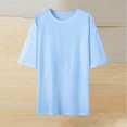 thumbnail image 2 of Pisexur Hauts d'Été pour Femmes, Hauts pour Femmes, Hauts de Sortie pour Femmes, Hauts pour Dames, T-Shirt d'Été pour Femmes à Col Rond, Manches Courtes, Décontracté, Mode, Imprimé, à Boutons, Bleu Pâle, 2TG, 2 of 4