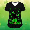 thumbnail image 4 of Birdeem Mode de la Saint-Patrick pour Femmes, Col en V, Décontracté, Manches Courtes, Imprimé, Poches, Hauts Blouse pour Dames, 4 of 4
