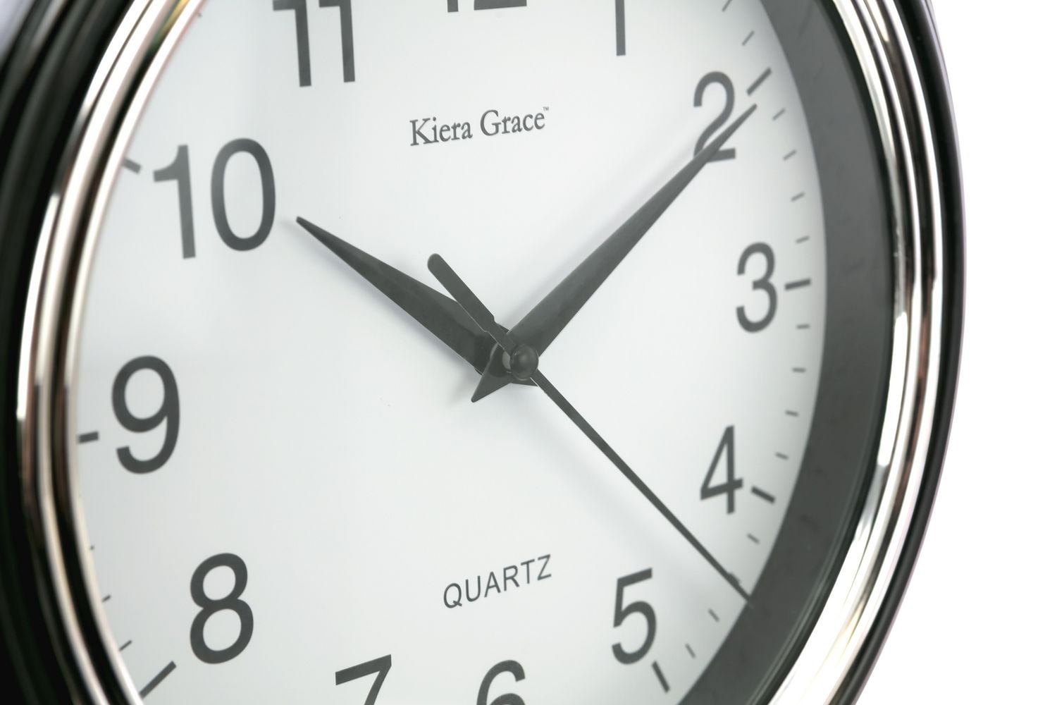 Horloges murales rondes Aster KG - 25,4 cm (10 po), 3,81 cm (1,5 po) d'épaisseur, noires, qté 6
