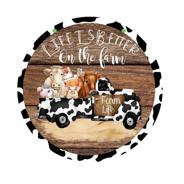 Farmhouse Cow Decoration Front Door Sign Farmhouse Porch Decoration Christmas Welcome Print Door Decoration Christmas Home Guest Door Decoration 12 Inch