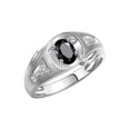 thumbnail image 3 of RYLOS Men's Rings Sterling Silver Rings Classic Designer Style 8X6MM Oval Gemstone &  Sparkling Diamond Ring Onyx October Birthstone Rings For Men Size 11, 3 of 7