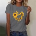 thumbnail image 2 of KIHOUT Nouveau Haut de Mode d'Été pour Femmes 2025, Haut Décontracté à Imprimé Floral pour Dames à Manches Courtes et Col Rond Gris P, 2 of 4