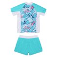 thumbnail image 4 of Kaerm Girls Swimsuit UPF 50+ UV Sun Protection 2 Piece Short Sleeve Swimwear Rash Guard Sets Tropical Leaves 16, 4 of 7